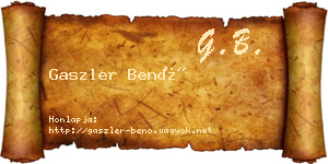 Gaszler Benő névjegykártya